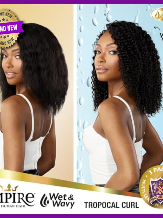 Human Hair Extensions 3 Bundle Wet Wavy Curly Layered Lengths main image 4